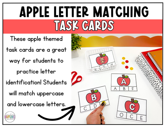 Apple Letter Matching Task Cards