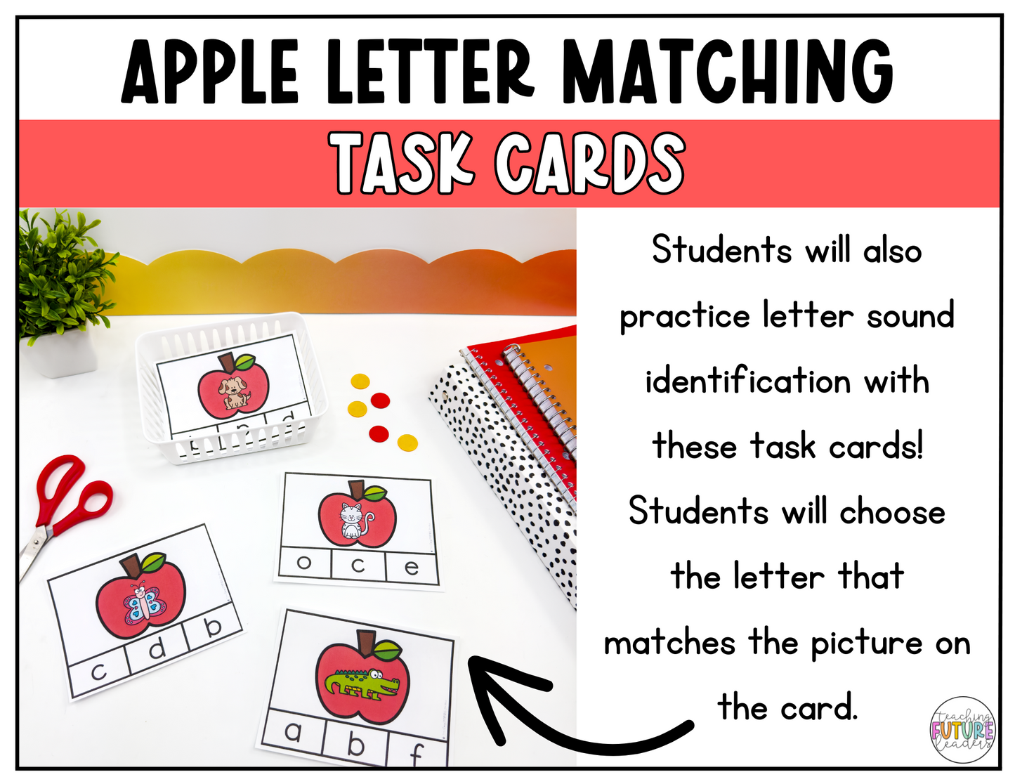 Apple Letter Matching Task Cards