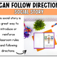 I Can Follow Directions Social Story