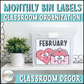 Monthly Bin Labels | Classroom Organization