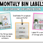 Monthly Bin Labels | Classroom Organization