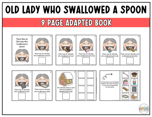 There Was an Old Lady Who Swallowed a Spoon Adapted Book