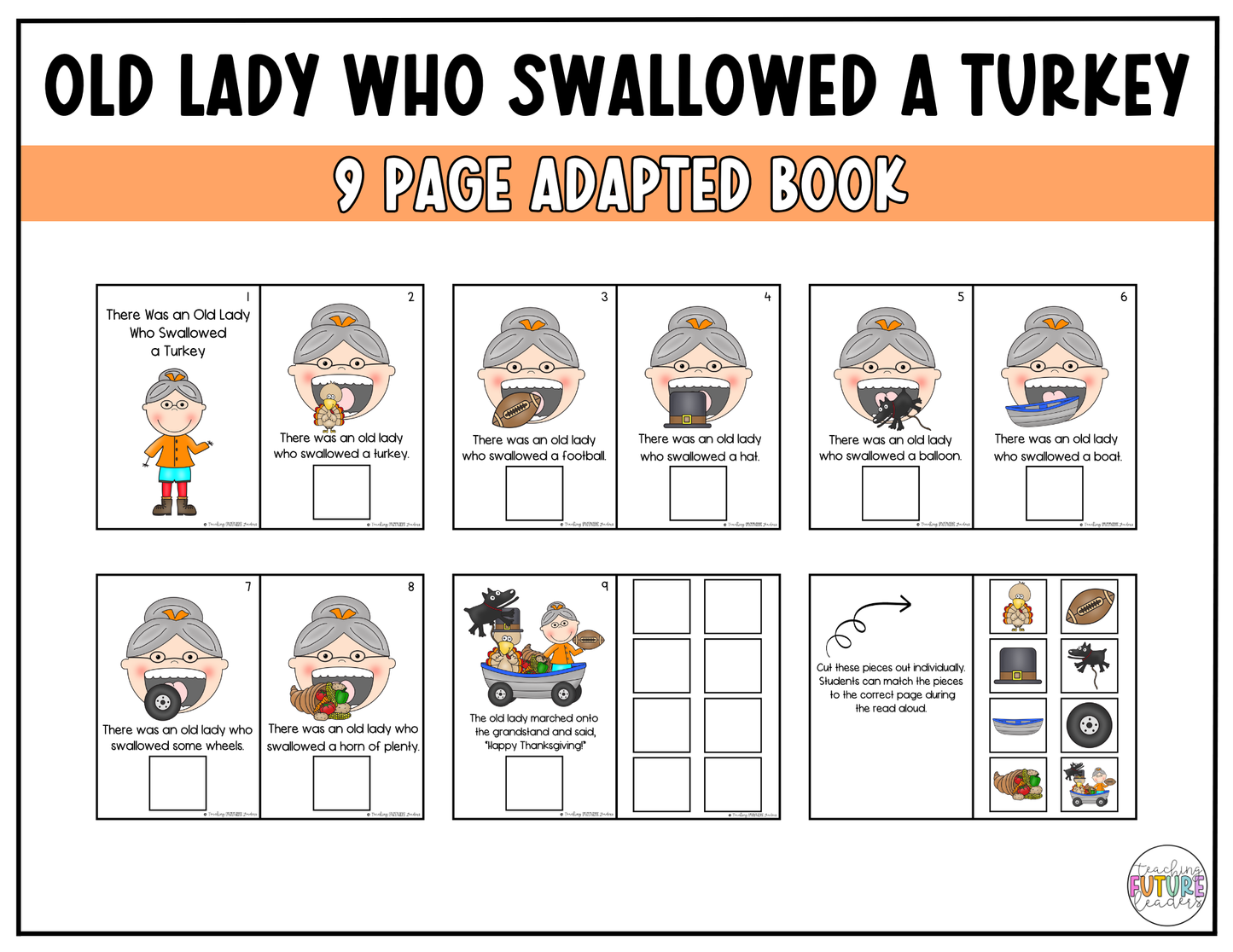 There Was an Old Lady Who Swallowed a Turkey Adapted Book