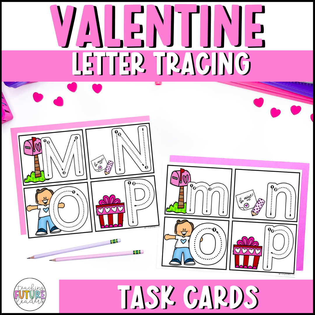 Valentine Letter Tracing Task Cards