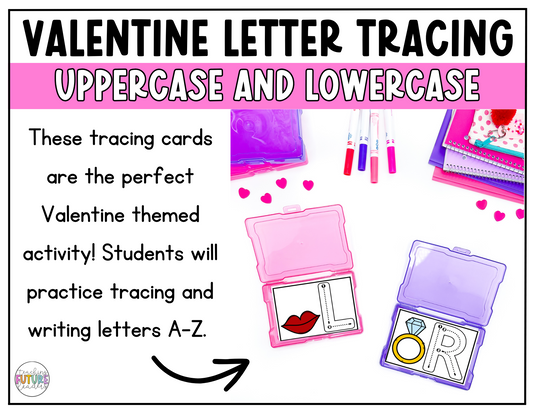 Valentine Letter Tracing Task Cards