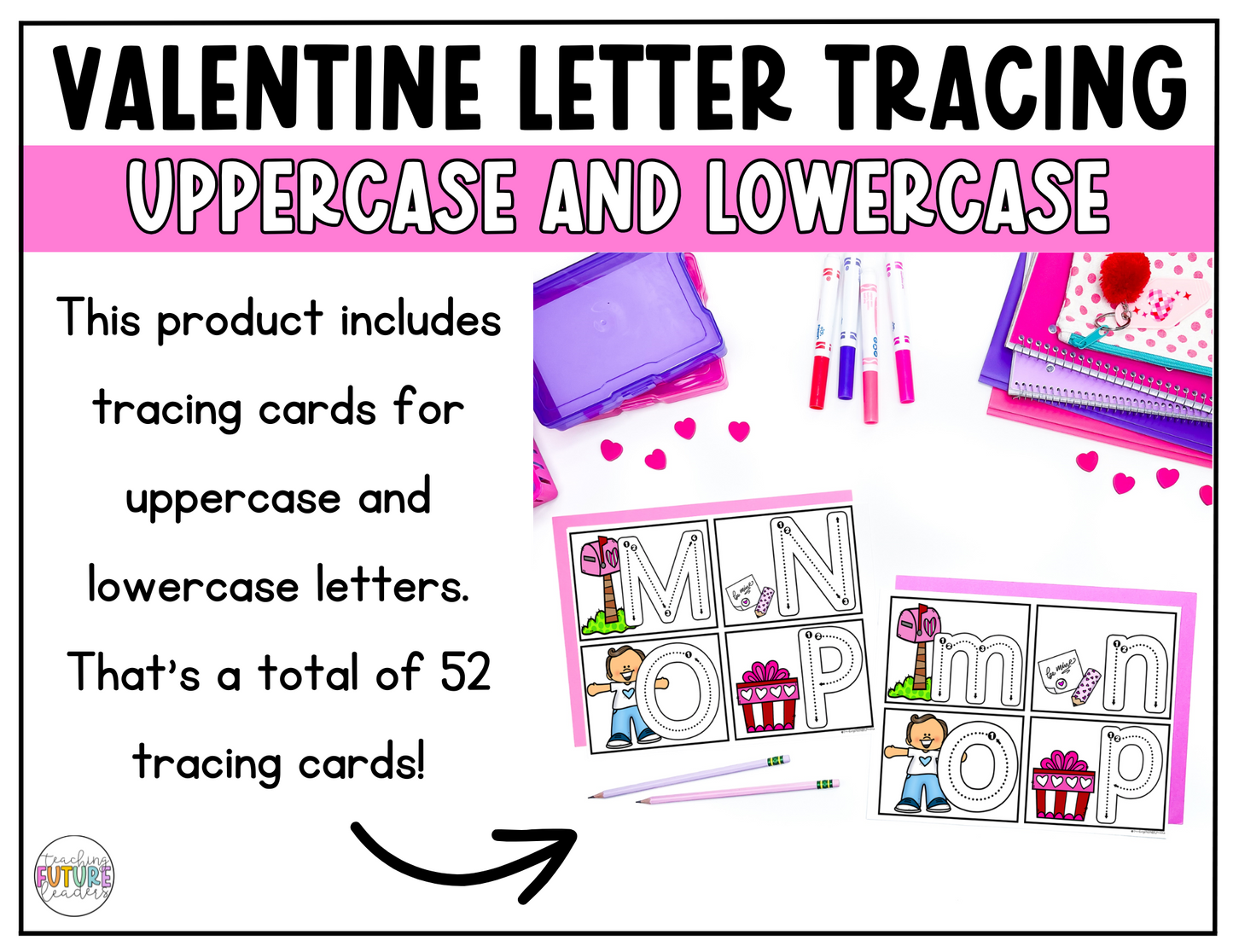 Valentine Letter Tracing Task Cards